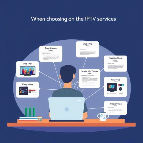 Illustrate a conceptual image that shows a person sitting at a desk with a laptop, comparing differe
