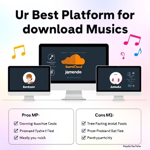 An informative graphic illustrating the best platforms for downloading music, prominently featuring