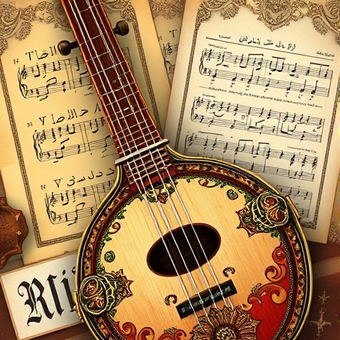 Illustrate a detailed close-up of a traditional Rai instrument, such as the darbouka, placed against