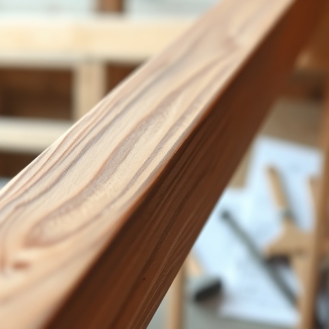 A detailed close-up image of a wooden beam coated with fire retardant varnish, highlighting the text